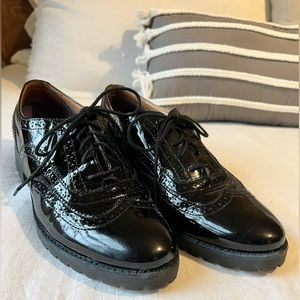 Sperry black patent leather oxfords